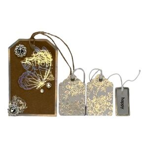 Handmade Gift Tags Set of 4, Various Sizes, All Occasion, Silver